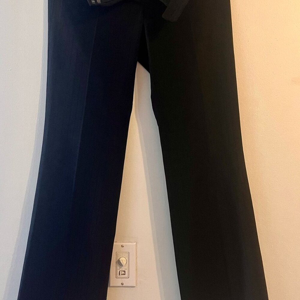 Elie Tahari Black Textured Stripe Wide Leg Trousers Sz 4